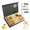 Cross-border Amazon 1010 Stainless Steel Tableware Gift Box Set, 24-piece Western cuisine steak knife, fork and spoon set details Picture